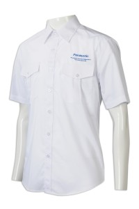 R315 訂做恤衫  製造男裝短袖恤衫   淨色   繡花logo   100%滌  電子行業  力豐 超細旦-1  白色 